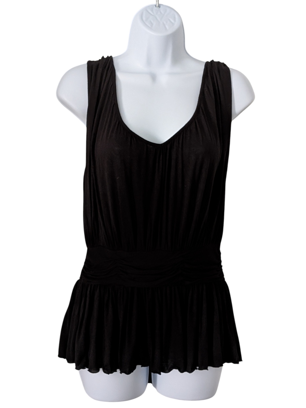 Banana Republic Black Sleeveless Peplum Top Pleated And Ruched